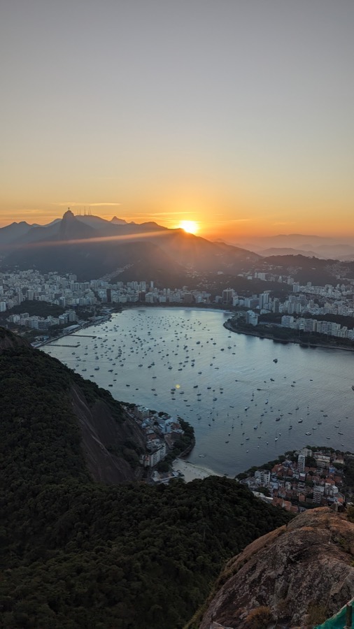 Sunset over Botafogo bay and Rio de Janeiro from Sugarloaf Mountain